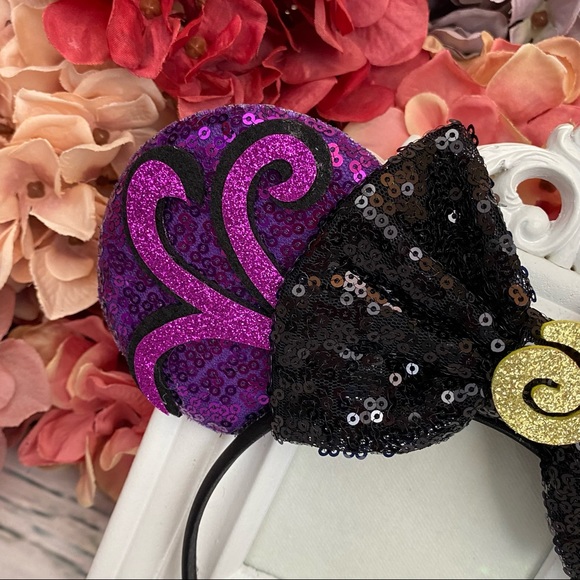 Minnie Mouse Ursula Little Mermaid Headband & Bow - Picture 5 of 12